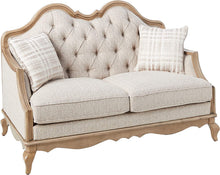 Load image into Gallery viewer, Linen Loveseat And Toss Pillows - Beige / Brown