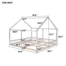 Load image into Gallery viewer, House Platform Beds, 2 Shared Beds, Metal Frame With Guardrails