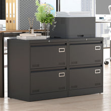 Load image into Gallery viewer, 2 Drawer Metal Lateral File Cabinet With Lock, Office Vertical Files Cabinet For Home Office, Locking Metal File Cabinet - Black