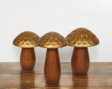 Load image into Gallery viewer, Mushroom Tabletop Sculptures (Set of 3) - Brown / Gold