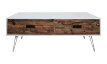 Load image into Gallery viewer, 48" Wood And Metal Coffee Table With Two Drawers - White