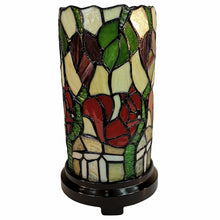 Load image into Gallery viewer, Floral Stained Glass Accent Lamp - Red Green And Black