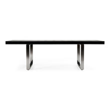 Load image into Gallery viewer, Wood Stainless Steel Removable Leaf Sled Base Extendable Dining Table - Black / Silver