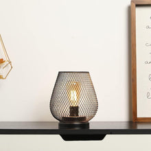 Load image into Gallery viewer, 7" Battery Operated Novelty Bedside Lamp With Pierced Cone Shade - Black