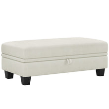 Load image into Gallery viewer, 46" Chenille Storage Ottoman - Beige / Black