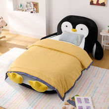 Load image into Gallery viewer, Twin Size Penguin Shaped Bed, Lounger Chair For Kids Bedroom - White / Black