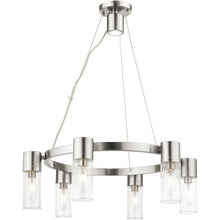 Load image into Gallery viewer, 20" Six Light Metal Dimmable Chandelier With Shades - Nickel / Clear