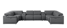 Load image into Gallery viewer, Leather Modular U-Shaped Eight Piece Corner Sectional With Console - Battleship Gray