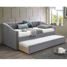 Load image into Gallery viewer, Daybed With Button Tufted Nailhead Trim And Trundle Slat Storage - Gray