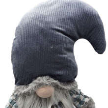 Load image into Gallery viewer, Fabric Christmas Standing Gnome - Blue / White / Gray