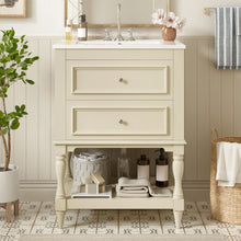 Load image into Gallery viewer, Bathroom Vanity With Sink, 2 Drawers Storage Cabinet, Open Shelf