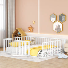 Load image into Gallery viewer, Metal Floor Bed Frame With Fence And Door