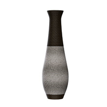 Load image into Gallery viewer, Tall Standing Designer Floor Vase Durable Artificial Rattan Elegant 2 Tone Finish Ideal Decor Accent For Living Room, Bedroom, Entryway Stylish Home Decor Statement Piece - Black / Gray