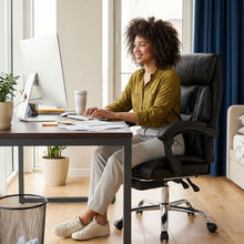 Load image into Gallery viewer, Executive Office Chair With Foot Rest, Adjustable Height - Black