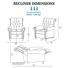 Load image into Gallery viewer, Aidan - Push Back Recliner Chair With Tufted Back And Nailhead Trim - Cream