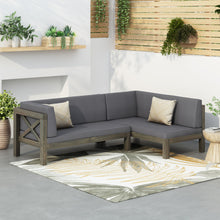 Load image into Gallery viewer, Aura - 2 Piece Outdoor Set With X Back Left Bench And Corner - Dark Gray