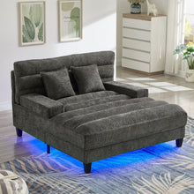 Load image into Gallery viewer, Chaise Bed Lounge Sofa Chair With Adjustable Backrest And LED Light Strip - Gray