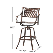 Load image into Gallery viewer, Cast Aluminum Swivel Bar Stool With Footrest - Copper