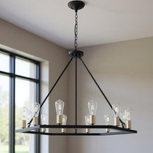Load image into Gallery viewer, 29'' Candle Style Twelve Light Metal Dimmable Chandelier - Black / Gold