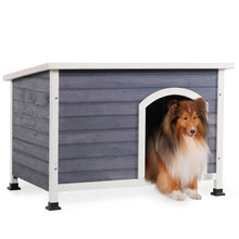 Load image into Gallery viewer, Medium Wooden Outdoor Dog House, Waterproof Roof, Elevated Floor - Gray