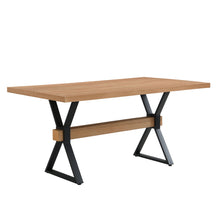 Load image into Gallery viewer, Farmhouse Style X Shaped Legs Dining Table With Metal - Natural