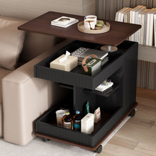 Load image into Gallery viewer, Adjustable End Table With Wheels, 360°Rotating Top And Storage Space