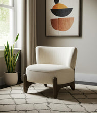 Load image into Gallery viewer, Upholstery And Solid Wood Slipper Chair - Cream / Dark Brown