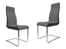 Load image into Gallery viewer, Upholstered Faux Leather Dining Side Chairs (Set of 2) - Dark Gray / Silver