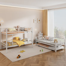 Load image into Gallery viewer, Triple Bunk Bed With Trundle, Heavy Duty Steel Construction