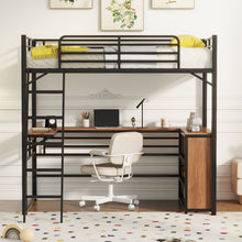 Load image into Gallery viewer, Loft Bed & 3 Layers Of Shelves And L-Shaped Desk
