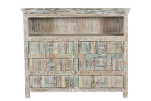 Load image into Gallery viewer, 50" Distressed Reclaimed Wood Open And Enclosed Storage Entertainment Center - White