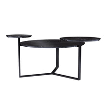 Load image into Gallery viewer, Faux Marble Metal With Iron Round Coffee Table - Black
