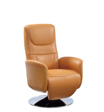 Load image into Gallery viewer, Tufted Genuine Leather Power Swivel Recliner (730552) - Burnt Umber