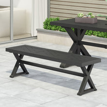 Load image into Gallery viewer, Modern Aluminum Outdoor Dining Bench With X Base