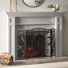 Load image into Gallery viewer, Mariella - Traditional Floral Iron Fireplace Screen With Ornate Design