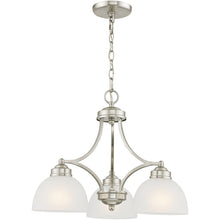 Load image into Gallery viewer, Three Light Metal Dimmable Chandelier With Shades - Nickel / Off White
