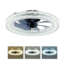 Load image into Gallery viewer, LED Light Source And Remote Control, 3000 - 6500K Dimmable Flush Mount LED Fan Light, 6 Speeds, Quiet DC Motor For Living Room - Matte Black