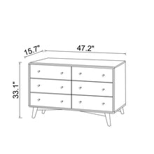 Load image into Gallery viewer, Dresser 6 Drawer - Dark Brown / White