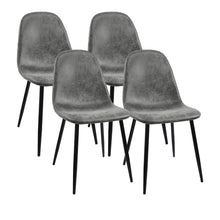 Load image into Gallery viewer, Modern Dining Table Set For 4 With Suede Upholstered Chairs, Round Design - Black / Gray