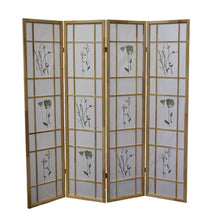 Load image into Gallery viewer, Folding Four Panel Screen Room Divider - Natural