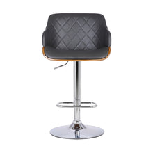Load image into Gallery viewer, Faux Leather And Iron Low Back Adjustable Height Swivel Bar Chair - Gray And Silver