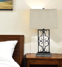 Load image into Gallery viewer, Industrial With Stacked Metal Pedestal Table Lamp - Gray