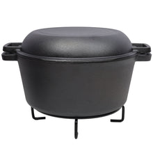 Load image into Gallery viewer, Pre-Seasoned 3 In 1 Cast Dutch Oven With Skillet Lid, 5 Quart - Black