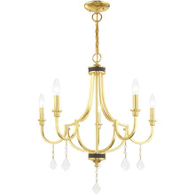Load image into Gallery viewer, 27" Five Light Dimmable Chandelier With Shades - Brass