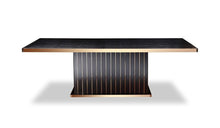 Load image into Gallery viewer, Wood Pedestal Base Dining Table - Black / Gold