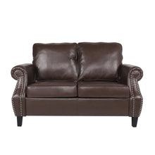 Load image into Gallery viewer, Contemporary Loveseat With Nailhead Trim - Dark Brown