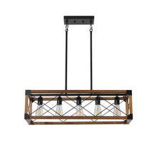 Load image into Gallery viewer, 33" Five Light Metal Chandelier With Shades - Brown