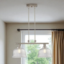 Load image into Gallery viewer, Kitchen Island Two Light Metal Transparent Glass Dimmable Chandelier With Shades - Nickel