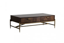 Load image into Gallery viewer, Modern Acacia Coffee Table - Dark Mango And Brass