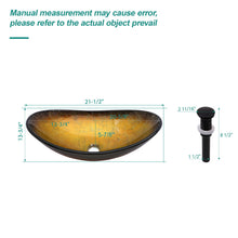 Load image into Gallery viewer, Vessel Sink With Pop Up Drain, Boat Shape Above Counter Bathroom Sink - Gold